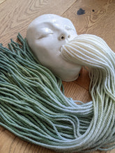 Load image into Gallery viewer, Clay and fiber art - Minimal Face Tassel - green