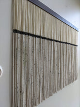 Load image into Gallery viewer, Large dip dye wall hanging, black tapestry, yarn art, yarn wall decor, woven wall art, dyed yarn wall hanging, minimalist fiber art