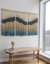 Load image into Gallery viewer, Large boho wall hanging, contemporary wall art, dip dye fiber art, hand dyed tapestry, yarn decor, modern home decoration