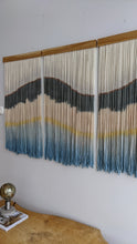 Load image into Gallery viewer, Large boho wall hanging, contemporary wall art, dip dye fiber art, hand dyed tapestry, yarn decor, modern home decoration