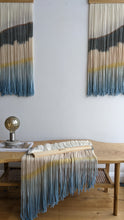 Load image into Gallery viewer, Large boho wall hanging, contemporary wall art, dip dye fiber art, hand dyed tapestry, yarn decor, modern home decoration