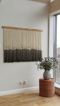 Load image into Gallery viewer, Large dip dye wall hanging, black tapestry, yarn art, yarn wall decor, woven wall art, dyed yarn wall hanging, minimalist fiber art