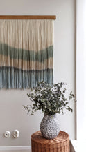 Load image into Gallery viewer, Dip dyed macrame wall hanging, large fiber art, abstract wall art, dip dye tapestry, yarn wall art, woven wall hanging, wool art