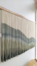 Load image into Gallery viewer, Dip dye fiber art, large boho wall hanging, contemporary wall art, hand dyed tapestry, yarn decor, neutral home decoration