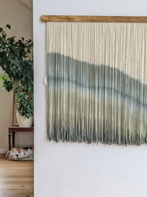Load image into Gallery viewer, Dip dye fiber art, large boho wall hanging, contemporary wall art, hand dyed tapestry, yarn decor, neutral home decoration