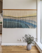 Load image into Gallery viewer, Dip dye fiber art, mountains tapestry, large boho wall hanging, landscape wall art, hand dyed wall hanging, yarn decor, neutral home artDip dye fiber art, mountains tapestry, large boho wall hanging, landscape wall art, hand dyed wall hanging, yarn decor, neutral home art