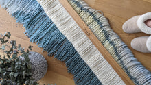 Load image into Gallery viewer, Dip dye fiber art, mountains tapestry, large boho wall hanging, landscape wall art, hand dyed wall hanging, yarn decor, neutral home art
