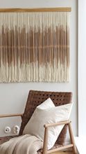Load image into Gallery viewer, Minimal dip dye wall hanging, yarn wall tapestry, woven beige wall hanging, contemporary taupe fiber art, living room wall decoration