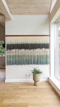Load image into Gallery viewer, Dip dyed wall hanging, contemporary wall decor, fiber art, modern yarn decoration, above bed, large design art, dining room wall artDip dyed wall hanging, contemporary wall decor, fiber art, modern yarn decoration, above bed, large design art, dining room wall art