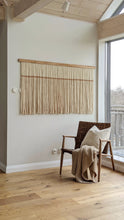 Load image into Gallery viewer, Natural dip dye wall hanging, beige tapestry, yarn art, yarn wall decor, woven wall art, dyed yarn wall hanging, minimalist fiber art