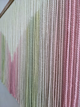 Load image into Gallery viewer, Girl room decor, large dip dye wall hanging, yarn art, boho yarn tapestry, woven wall art, dyed yarn wall hanging, spring wall art