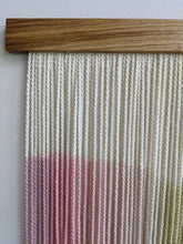 Load image into Gallery viewer, Girl room decor, large dip dye wall hanging, yarn art, boho yarn tapestry, woven wall art, dyed yarn wall hanging, spring wall art
