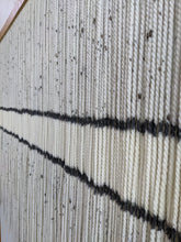 Load image into Gallery viewer, Minimalist fiber art, dip dye wall hanging, grey tapestry, yarn art, yarn wall decor, woven wall art, dyed yarn wall hanging, wool painting
