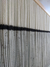 Load image into Gallery viewer, Large dip dye wall hanging, black tapestry, yarn art, yarn wall decor, woven wall art, dyed yarn wall hanging, minimalist fiber art