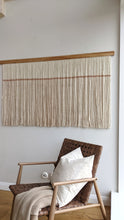 Load image into Gallery viewer, Natural dip dye wall hanging, beige tapestry, yarn art, yarn wall decor, woven wall art, dyed yarn wall hanging, minimalist fiber art