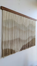 Load image into Gallery viewer, Dip dye tapestry, fiber art, abstract mountain, large boho wall hanging, contemporary wall art, hand dyed wall hanging, yarn decor, natural home decoration