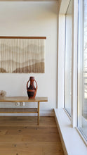 Load image into Gallery viewer, Dip dye tapestry, fiber art, abstract mountain, large boho wall hanging, contemporary wall art, hand dyed wall hanging, yarn decor, natural home decoration