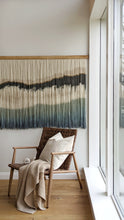 Load image into Gallery viewer, Large dip dye wall hanging, black tapestry, yarn art, boho yarn wall hanging, woven wall art, dyed yarn wall hanging, minimalist fiber art
