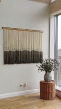 Load image into Gallery viewer, Large dip dye wall hanging, black tapestry, yarn art, yarn wall decor, woven wall art, dyed yarn wall hanging, minimalist fiber art
