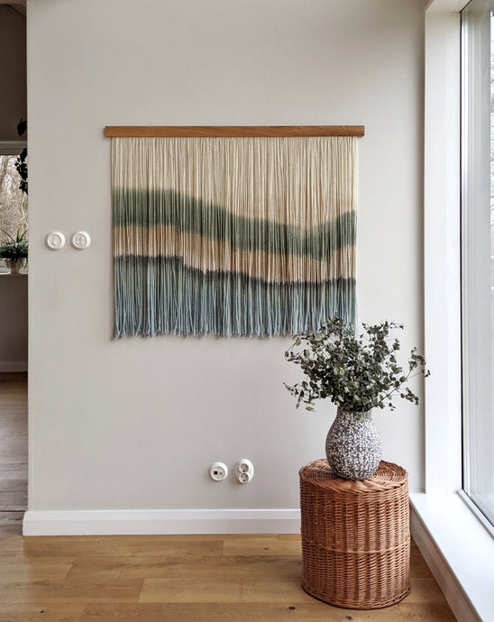 Dip dyed macrame wall hanging, large fiber art, abstract wall art, dip dye tapestry, yarn wall art, woven wall hanging, wool art