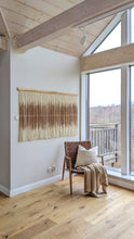 Load image into Gallery viewer, Minimal dip dye wall hanging, yarn wall tapestry, woven beige wall hanging, contemporary taupe fiber art, living room wall decoration
