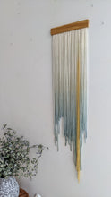 Load image into Gallery viewer, dip dye wall hanging, black tapestry, yarn art, boho yarn wall hanging, woven wall art, dyed yarn wall hanging, minimalist fiber art
