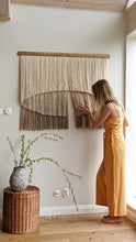 Load image into Gallery viewer, tapestry, large dip dye wall hanging, yarn art, boho yarn wall hanging, woven wall art, dyed yarn wall hanging, minimalist fiber art
