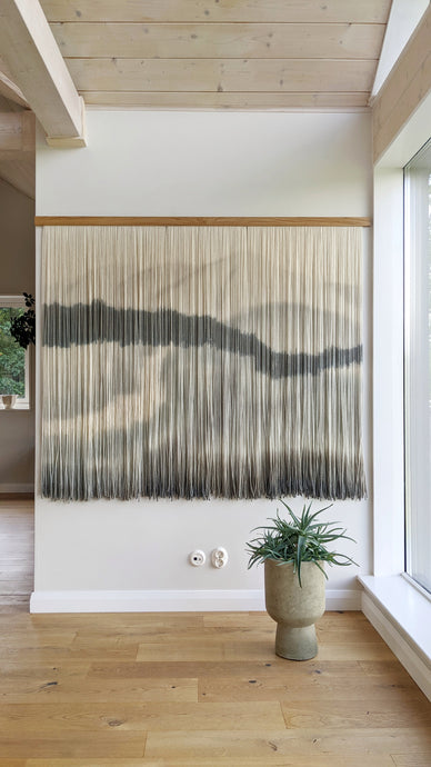 Fiber art, Denali wall hanging, dip dye tapestry, yarn wall hanging, dip dye yarn art, nursery decor, dip dyed wall hanging