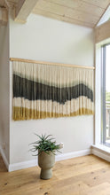 Load image into Gallery viewer, Large dip dye wall hanging, modern tapestry, yarn art, yarn wall decor, woven wall art, dyed yarn wall hanging, minimalist fiber art
