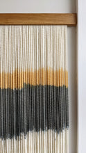 Load image into Gallery viewer, Large dip dye wall hanging, black tapestry, yarn art, boho yarn wall hanging, woven wall art, dyed yarn wall hanging, minimalist fiber art
