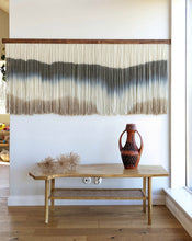 Load image into Gallery viewer, Dip dyed wall hanging, contemporary wall decor, fiber art, modern yarn decoration, above bed, large design art, dining room wall art
