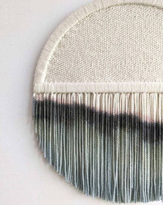 Circular dip dye tapestry, round wall decor, circle modern fiber art, round macrame wall hanging, large circular wall art, minimal tapestry